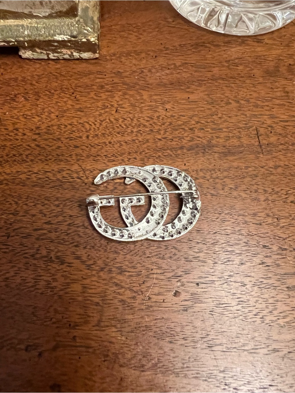 Fashion GG Silver Brooch - with Crystal Accents NWT - Picture 4 of 5